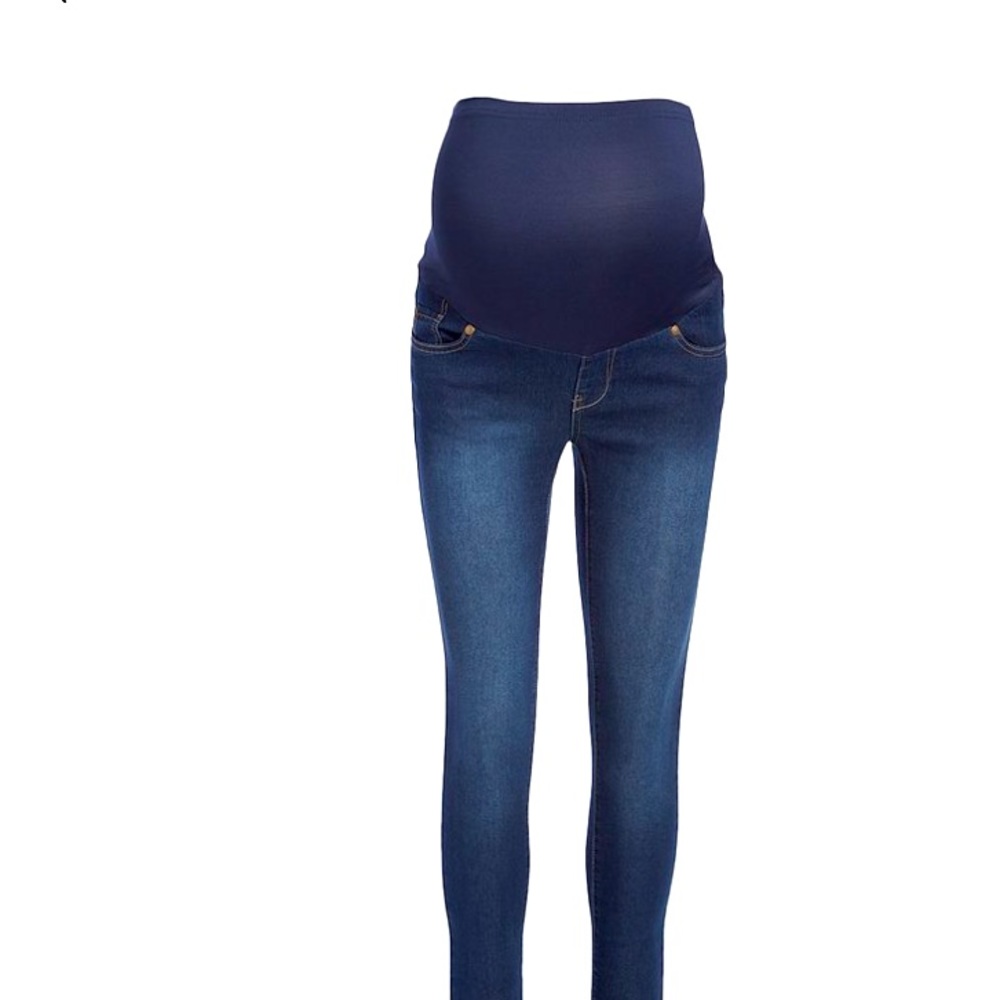 New Times Two 2X jeans. Medium Blue Over-Belly Maternity
Straight-Leg Jeans